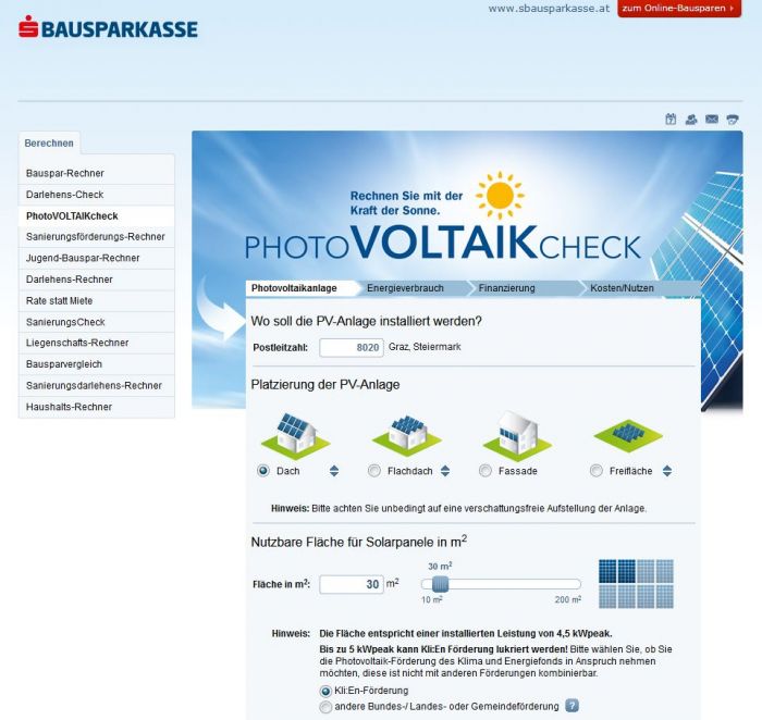 Screenshot Photovoltaik Check